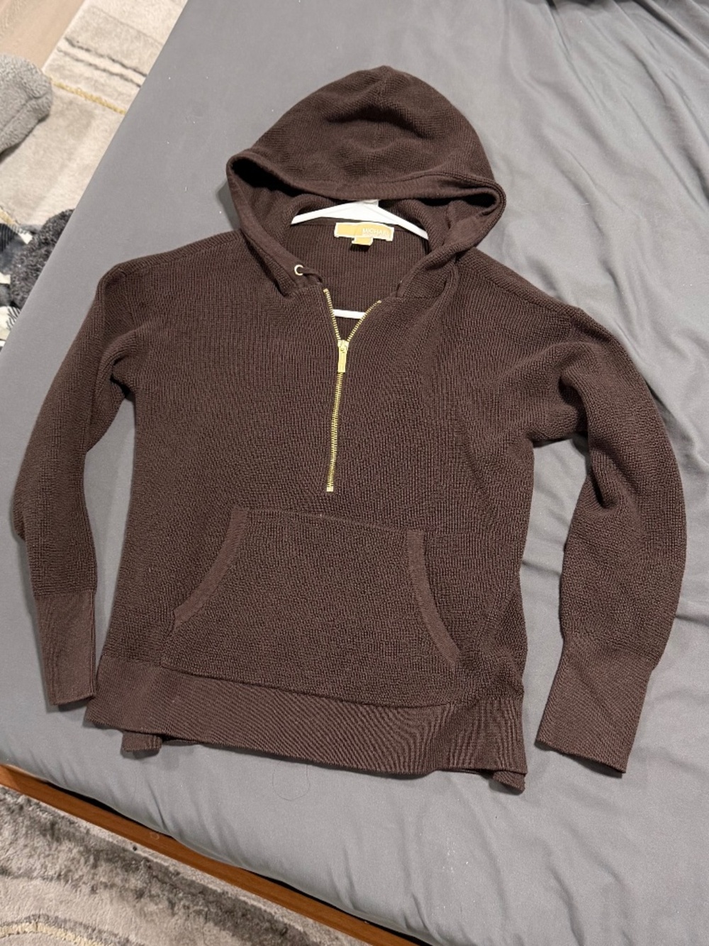 Michael Kors brown sweater with hood and zipper
